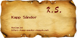 Kapp Sándor névjegykártya